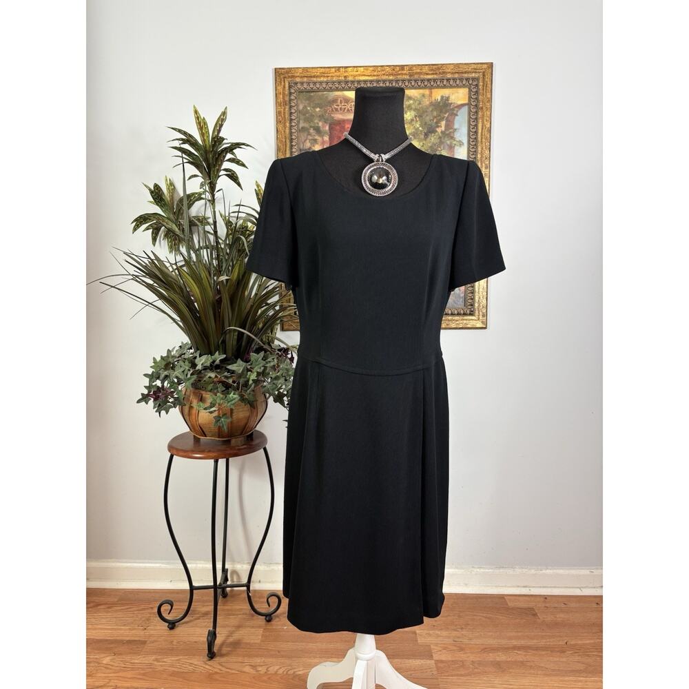 Liz Claiborne Women Wrap Dress Black 12 Short Sleeve Clueless Preppy Academia
